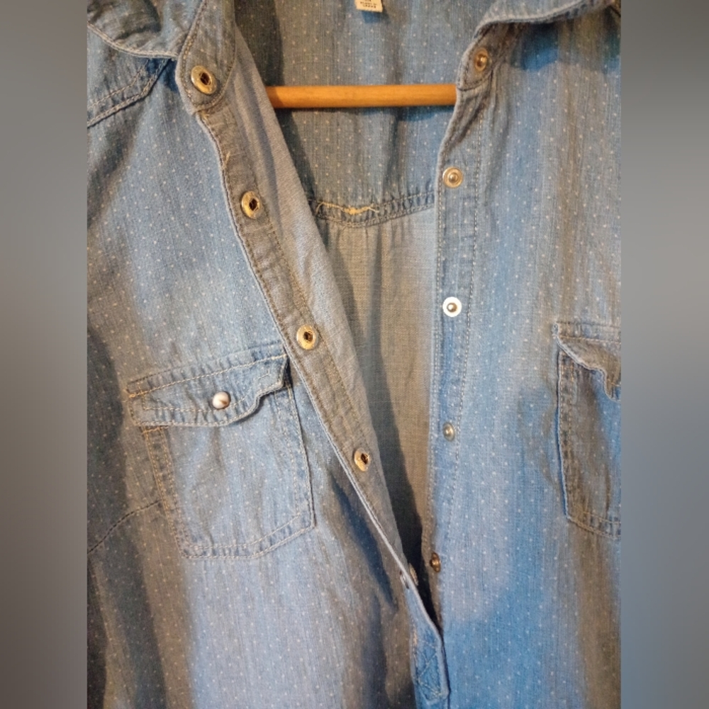 Sonoma Chambray Cotton Shirt Dress with Belt Size Medium - Picture 12 of 15